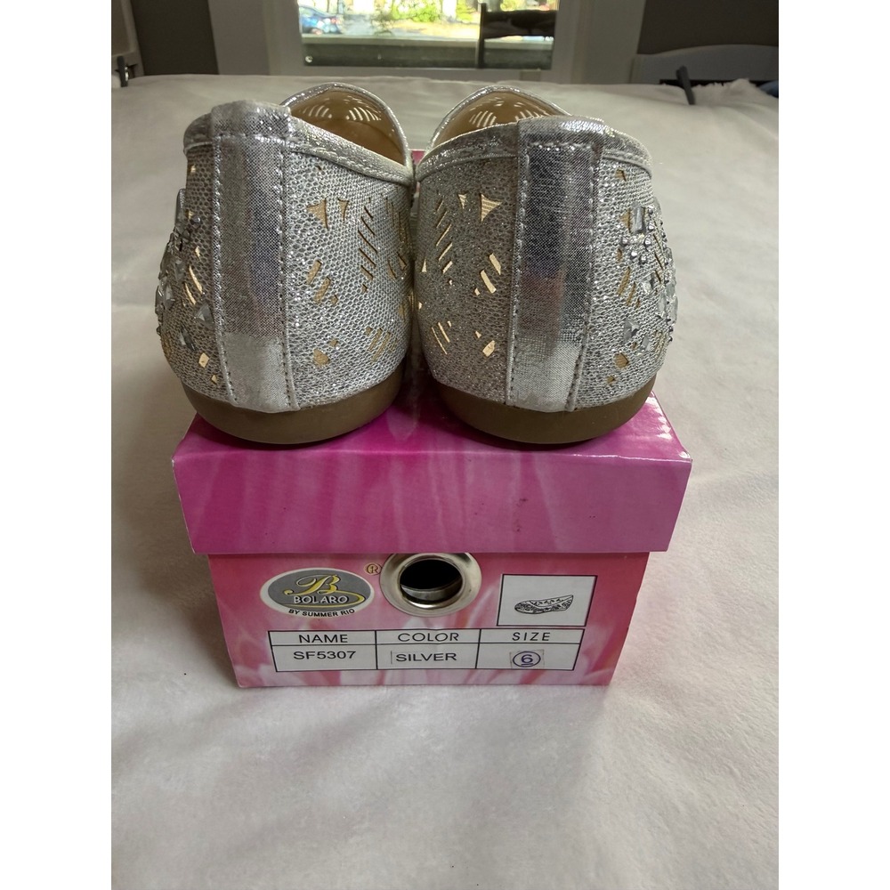 Bolaro by Summer Rio Womens Silver Rhinestone Laser Cut Ballet Flats SF5307 6 - Picture 4 of 9